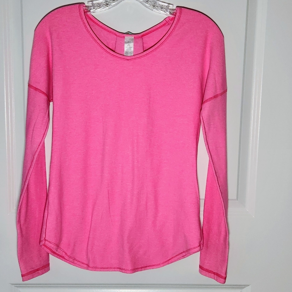 Ivivva Lululemon Hot Pink Long Sleeve Pleated Back Athletic Top- Youth Size 12